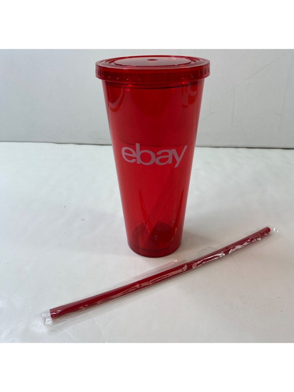 Red eBay Logo Tumbler Straw 16 Oz BPA-Free Plastic Cup eBayana